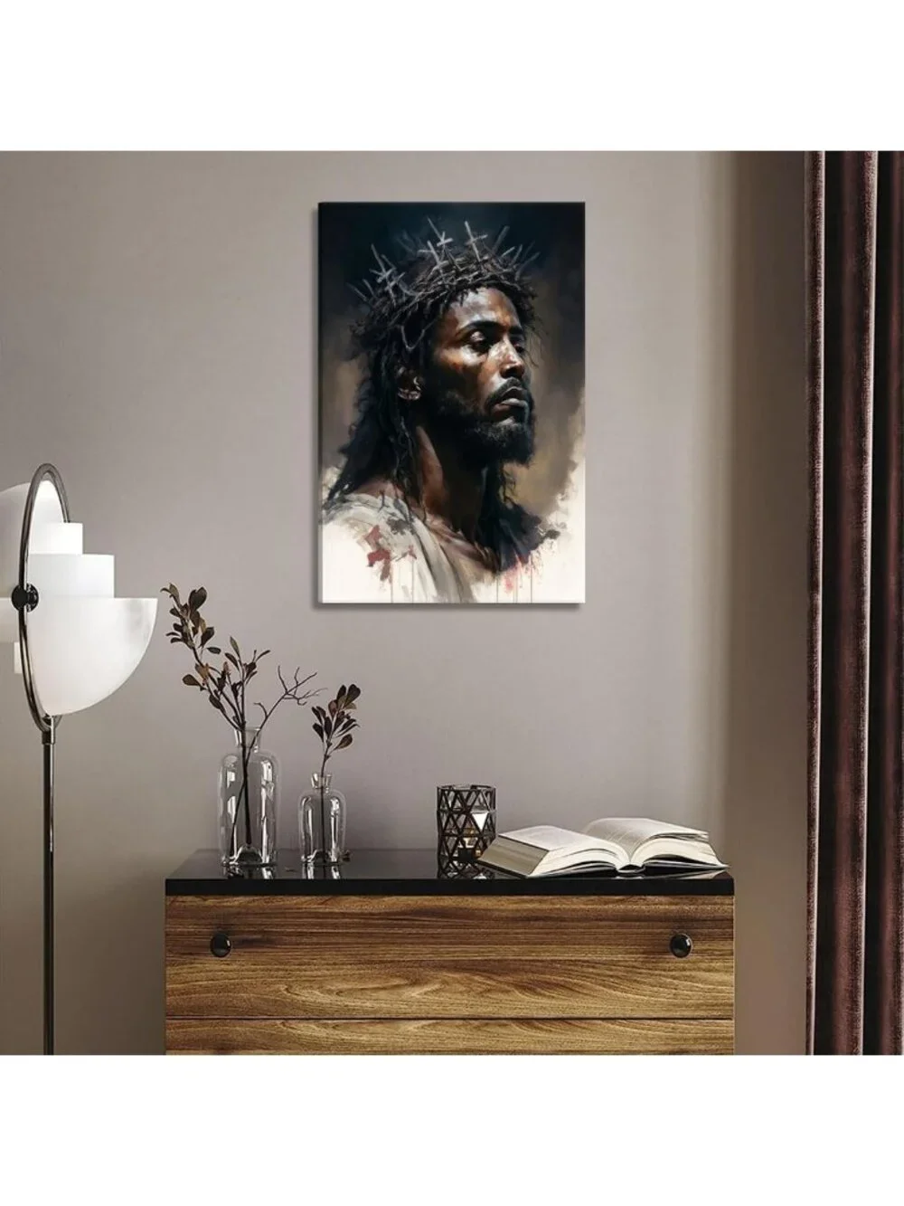 Black Jesus Canvas Art | Religious Wall Decor | Spiritual Christian Artwork